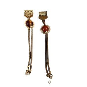 Vintage signed MARQUARDT Gold Gas Pipe Mesh Watch Chain Hankerchief Holder Set o